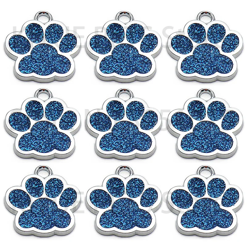 Wholesale 100 Pcs Paw Dog Id Tag Nameplate Engraved Custom Personalized Cat Keyrings  Collar Plate Pet Shop