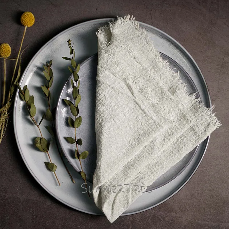 Rustic Cotton Gauze Napkins - Vintage-Style Tea Towels for Elegant Table Decoration