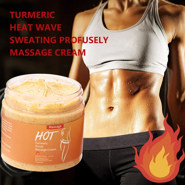 Crème de Massage au curcuma, gommage à la vague de chaleur, transpiration, sport, raffermissement de la peau, 120g 1