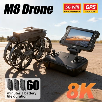 M8 Drone 4K Professionale Doppia Fotocamera con Schermo 5G WIFI FPV GPS Dron Brushless Flusso Ottico Hover Pieghevole Quadcopter Giocattolo Regali