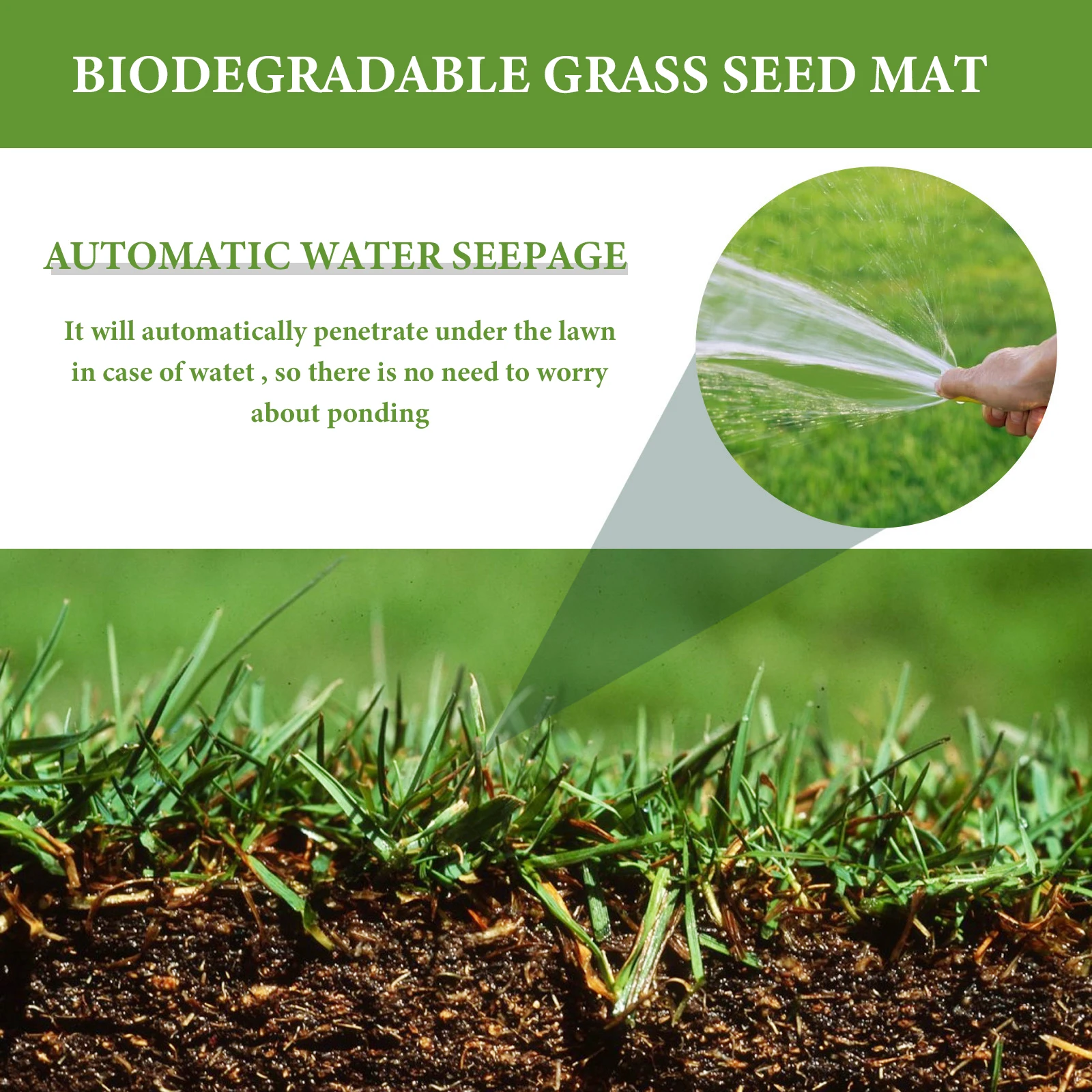 0.2x3m Biodegradable Grass Seed Mat Seed Starter Mat Gardening Planting Turf Carpets Home Yard Garden Decoration Supplies