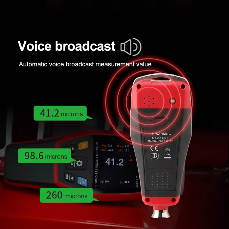 UNI-T Coating Thickness Gauge UT343A UT343D UT343E 0-2000&micro;m Car Film Paint Thickness Tester TFT Screen Display With Bluetooth