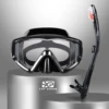 Dry Snorkel Set, Pano 3 Window Snorkel Mask, Anti-Fog Scuba Diving Goggle and Snorkel, Adult Snorkeling Swim Mask with  PC  Lens 1