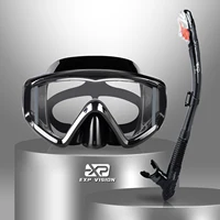 Dry Snorkel Set, Pano 3 Window Snorkel Mask, Anti-Fog Scuba Diving Goggle and Snorkel, Adult Snorkeling Swim Mask with  PC  Lens 1