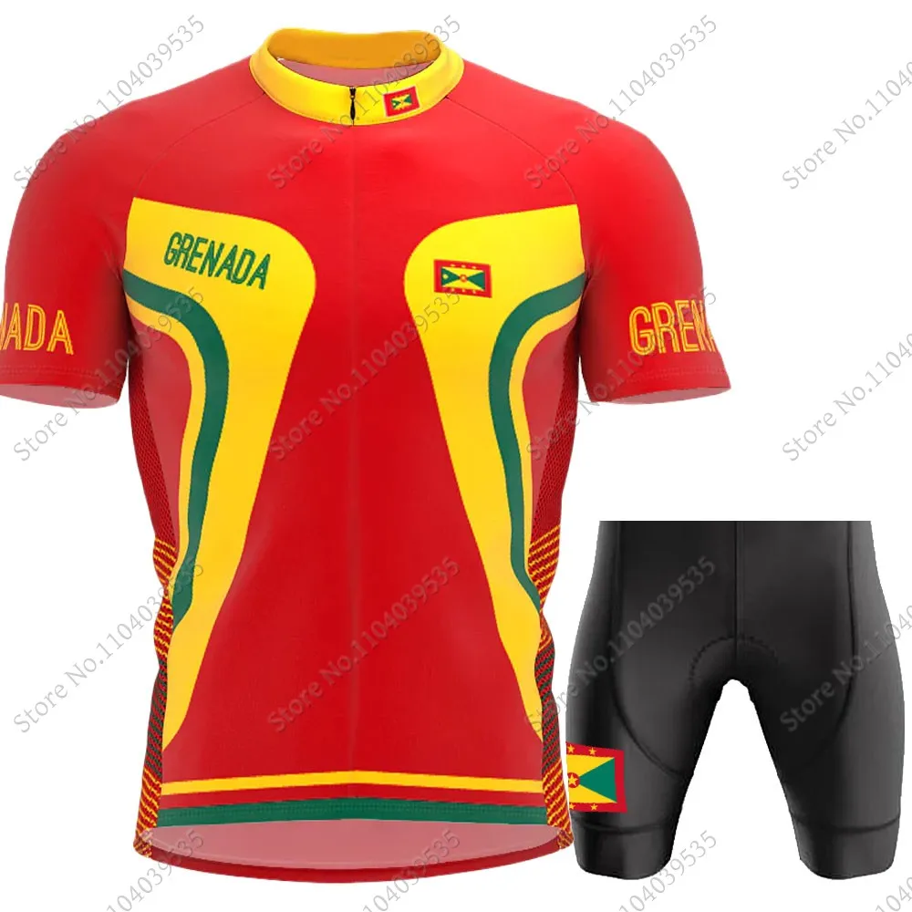 Grenada National Cycling Jersey Set Clothing Men Road Bike Shirts Suit Bicycle Bib Shorts MTB Ropa Maillot