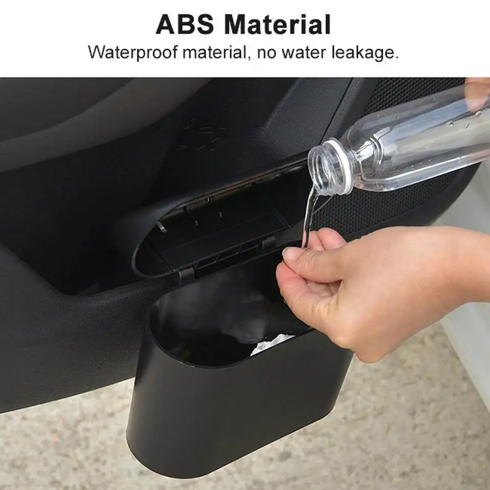 Portable Hanging Mini Car Trash Can Wastebasket Trash Can with Lid for Car Office Home Auto Storage Bin Interior Accessories
