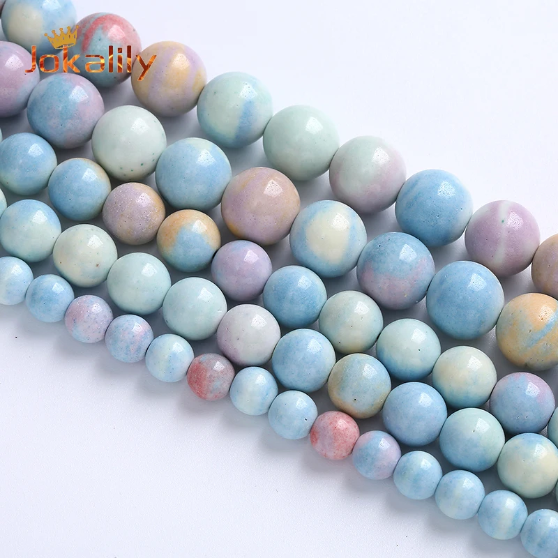 Natural Dream Colorful Alxa Stone Beads For Jewelry Making Round Loose Soacer Beads Diy Bracelet Necklace Handmad 4 6 8 10Mm 15"