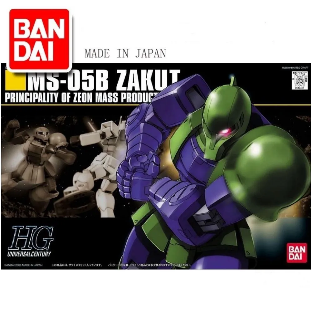 

Bandai Genuine Gundam Hguc 1/144 Zaku Gundam Motorized Warrior Anime Model Collectible Ornaments Garage Kit Children Gift