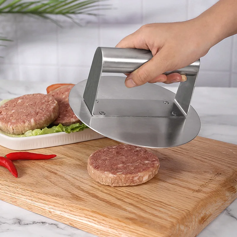 

Round Stainless Steel Smash Burger Press Grill Accessories for Flat Top Grill Hamburger Press and Squeeze Grease Easy To Clean