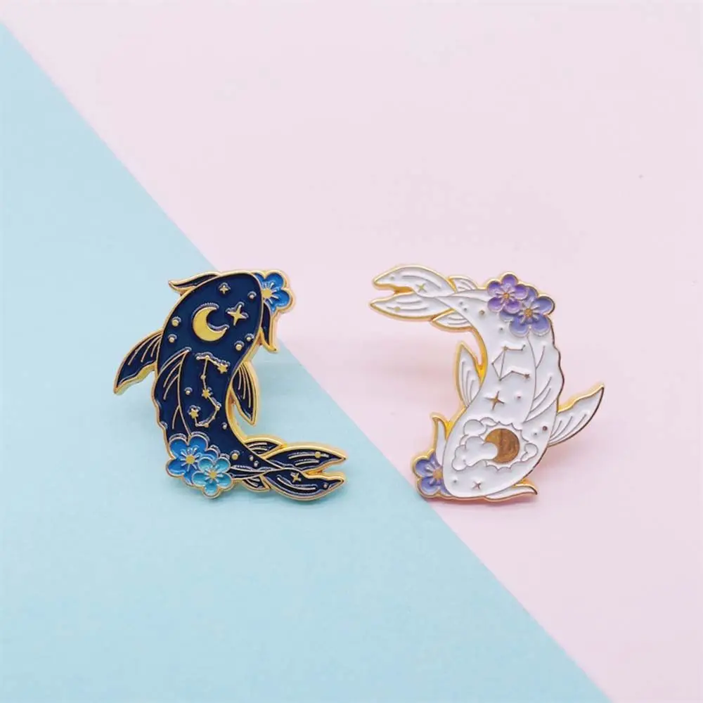 Cartoon Cute Animal Flower Fish Enamel Pins Black White Koi Carp Set Alloy Brooch Badge Accessories Woman Jewelry Gift For Kid new animal cable protector earphone wire cell phone usb charging cable joint anti break cute date cable bite holder accessories