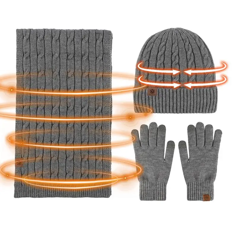 

Womens Winter Hats And Gloves Set Winter Set Warm Knit Scarf Gloves Winter Beanie Hat Winter Gifts Soft Winter Hat Scarf And