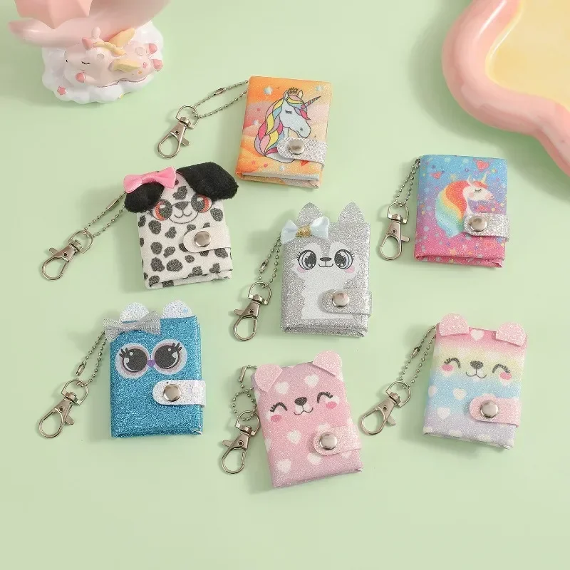 Mini Cute Cartoon Notebook with Keyring Lovely Puppy Notepad Blank Inside Page Scrapbook Pocket Diary Student Supplies 1pc