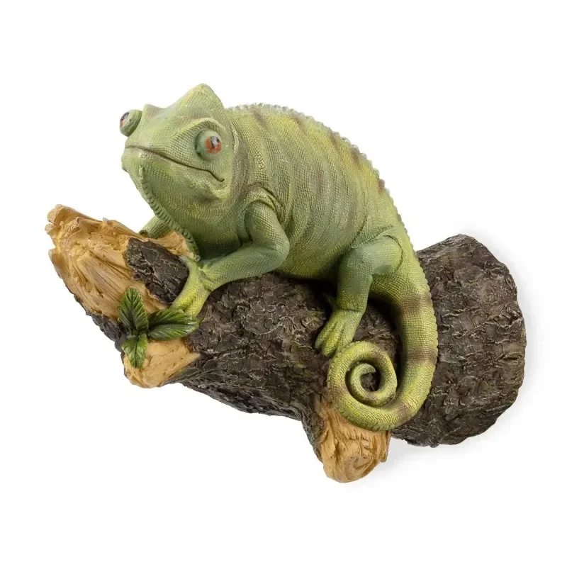 Resin Chameleon Statue Wall Mount Lizard DIY Outdoor Garden Tree Decoration Sculpture Home Office Garden Decor Ornament