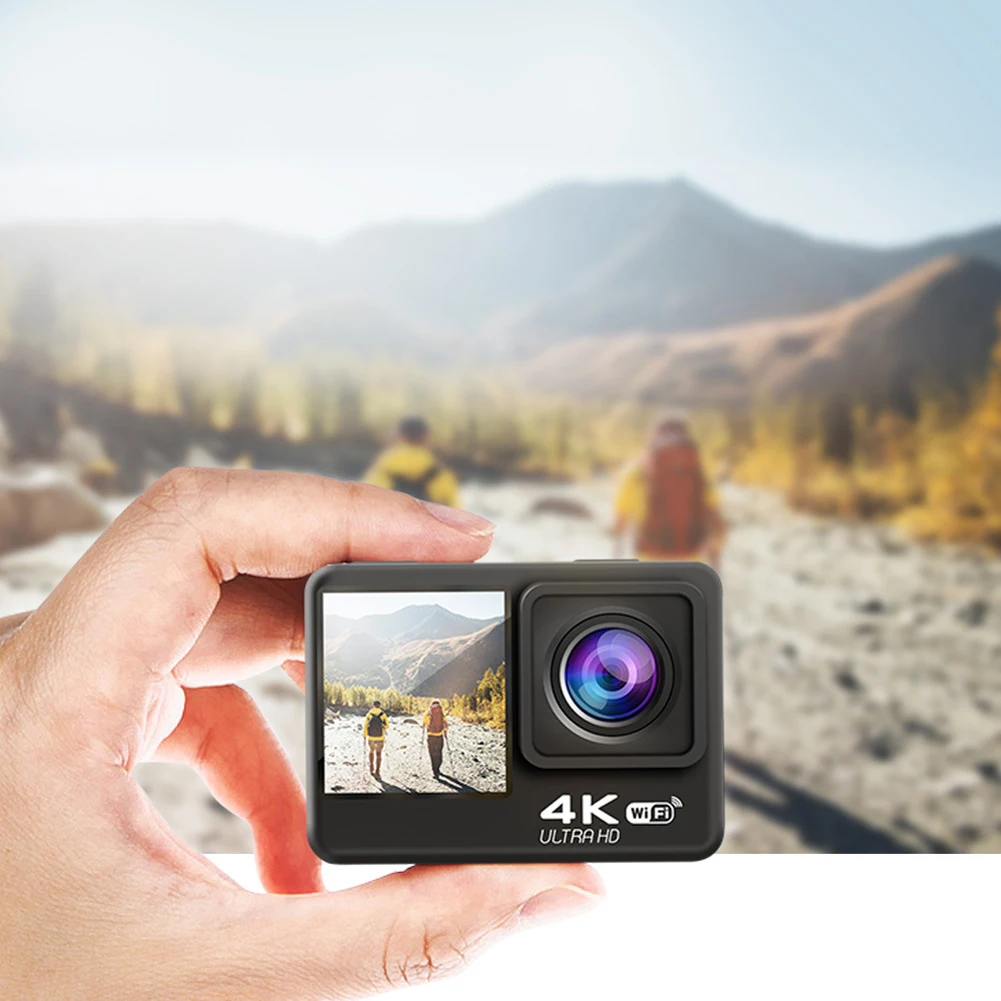 4K UHD 액션 카메라 1080P 30FPS 2.0인치 화면 듀얼 스크린 디스플레이 비디오 녹화 카메라 흔들림 방지 수중 카메라