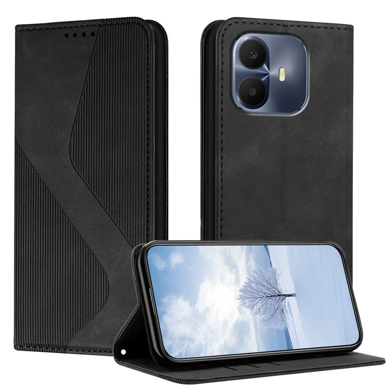 Magnetic Leather Book-Style Wallet Phone Case with Flip Stand