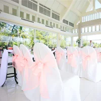 100 Pcs Organza Chair Sash Bow for Banquet Wedding Party Event Xmas Decoration Sheer Organza Fabric Supply 18cm*275cm Chair knot 3