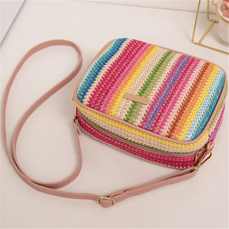 Trendy Ladies Bags, Fashionable and Artistic Weaving, Multi-color Straw Woven Bags, Ethnic Style Crossbody Bags, Women's Bags