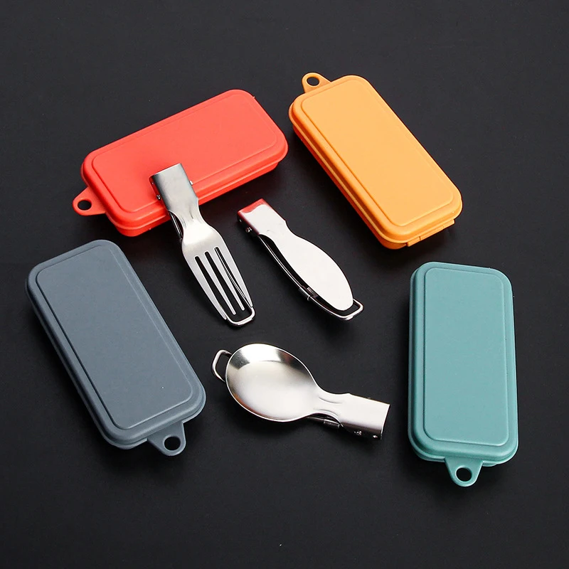 3pcs/box 304 Stainless Steel Folding Cutlery Knife, Fork And Spoon Set camping cutlery portable tableware portable cutlery Outdoor Picnic Camping Portable Tableware