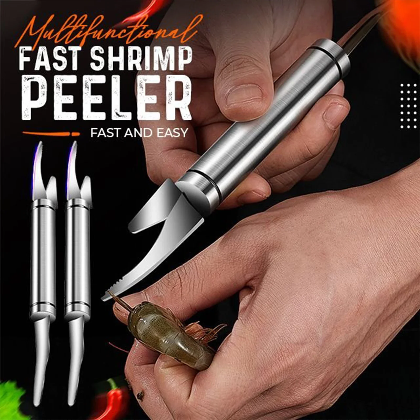 Shrimp Peeler 6 In 1 Multifunctional Fast Stainless Steel Shrimp Line Cutting Scraping Digging Fish Scales Knife Kitchen Tools