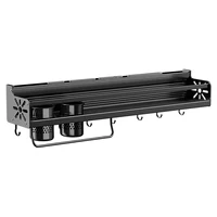 Metal Kitchen Shelf No-Punch Large Capacity Storage Kitchen Utensils Skeletonized Drainage Design Easy to Clean Black 2