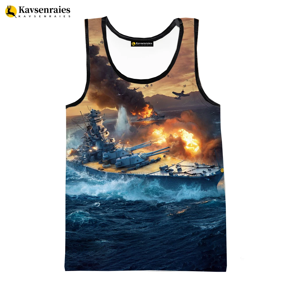 

2023 Unisex Fashion Warship 3D Printed Tank Tops Men Summer Vest Women Casual Warship Sleeveless T shirt Hip Hop Oversized Tops