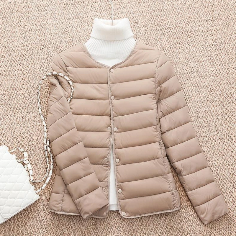 

Light Thin Down Cotton Jacket For Women's Short 2023 New Auutmn Winter Warm Cotton Jacket Small Warm Parka Solid Simple