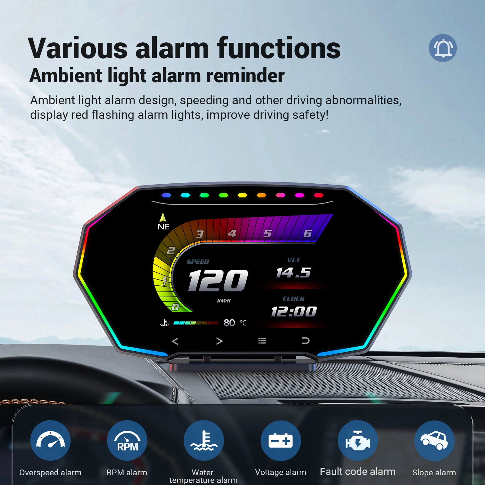 HUD OBD2 + GPS ڵ  ӵ   Һ   ÷, OBD2 º ǻ ڵ ׼