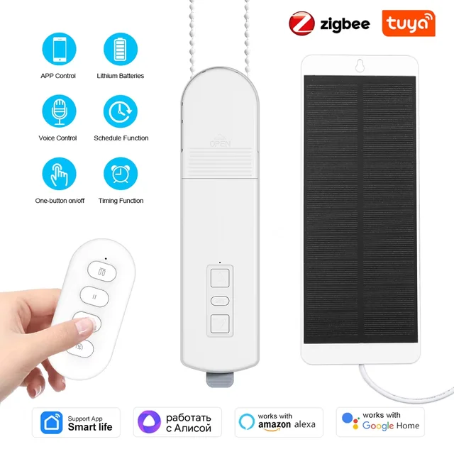 ม่านม้วนอัจฉริยะ Tuya Zigbee แบบ DIY พร้อมมอเตอร์  ควบคุมด้วยรีโมทผ่านแอป Smart Life รองรับ Alexa, Google Home และ Alice 1