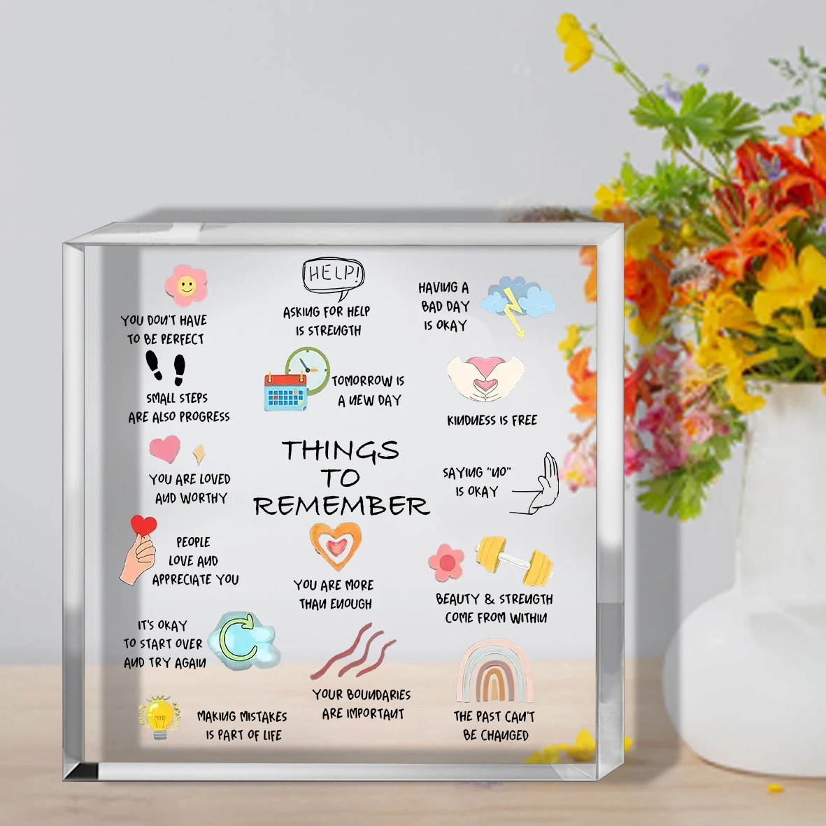 1pc Modern Acrylic Inspirational Quotes Desktop Decor | Mental Health Positive Affirmations Decorative Plaque | Office Home 2