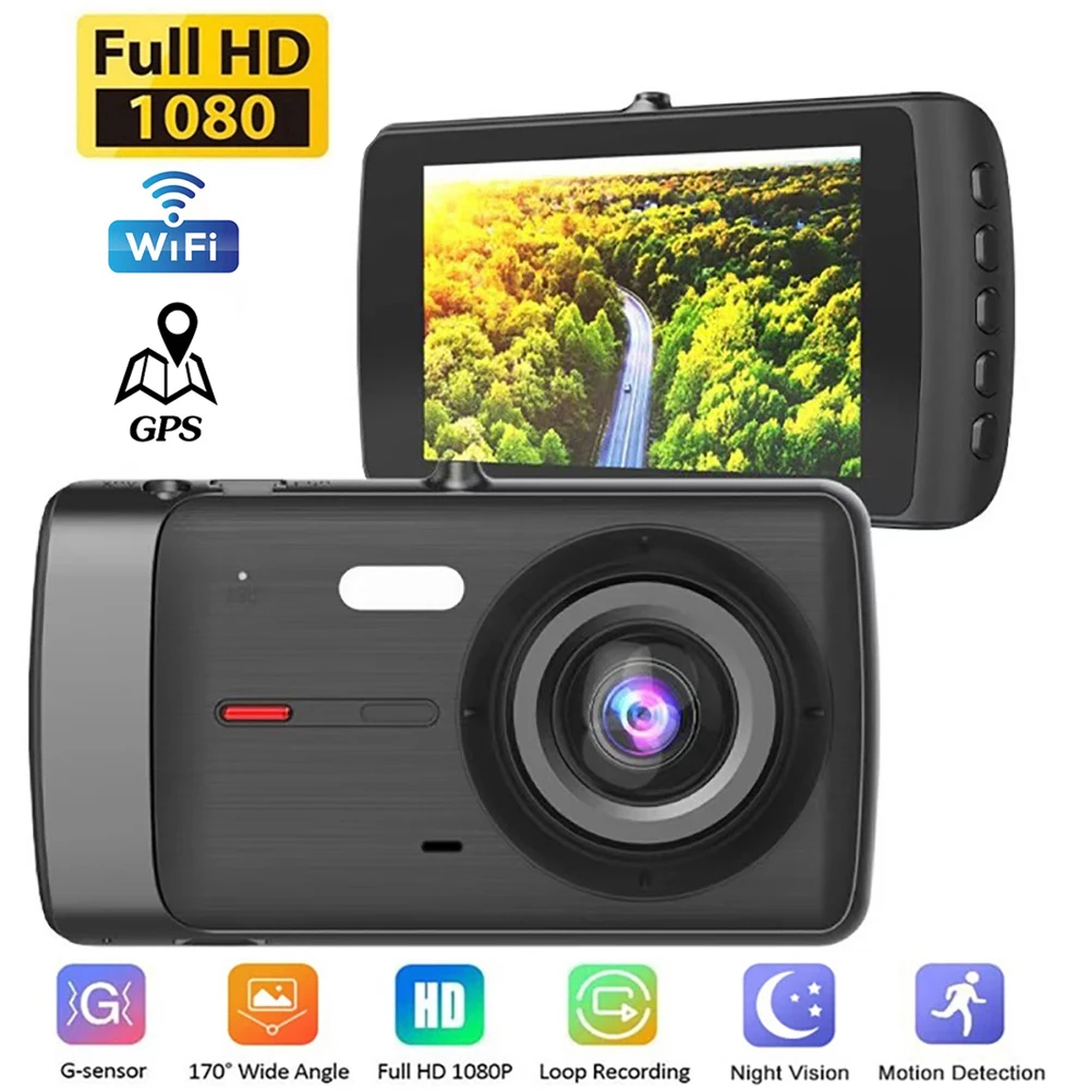 

Видеорегистратор автомобильный, Wi-Fi, Full HD 1080P, камера заднего вида, Автомобильный видеорегистратор с ночным видением, Автомобильные видеорегистраторы, GPS-трекер, черная коробка