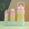 3PCS Sports Water Bottle Gradient Color Plastic Water Cup Large Capacity Portable Gym Fitness Jugs Outdoor Drinking Kettle 3