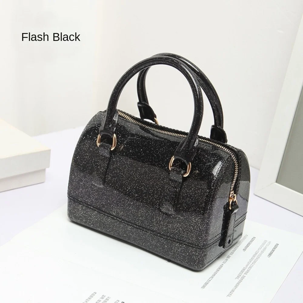 Tragbare PVC Jelly Umhängetaschen Candy Transparente wasserdichte Umhängetasche Handtasche Damen Eimertasche – Detail 4