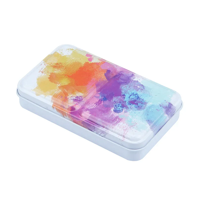 Paint Tray Professional Empty Palette Storage Tin Iron Box with Pans For Watercolor/Oil/ Acrylic Paints