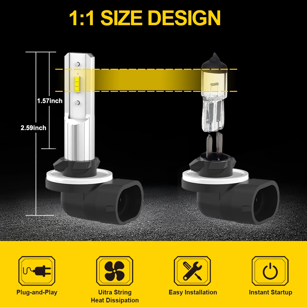 BMTxms 2Pcs H27W LED 안개등 Canbus 기아 현대 I30 Tucson IX35 H27W/2 881 886 889 H27W/1 880 LED 안개등 자동차 DRL 램프