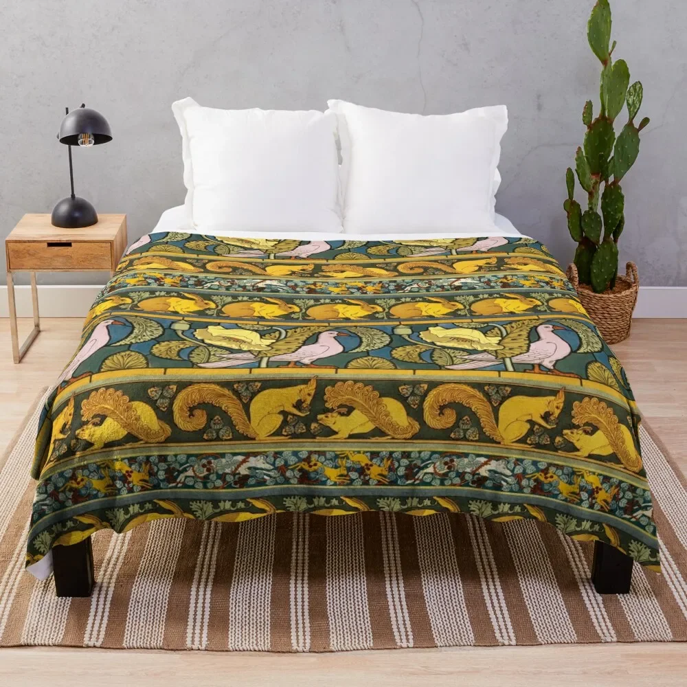 

Golden Animal Stripes Pattern by Maurice Pillard Verneuil Throw Blanket Vintage Blanket Travel Blanket Furry Blankets