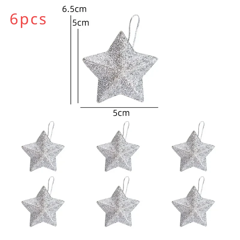 thumbnail image 1 of 2024 Adornos navideños de plástico Adornos de estrellas con purpurina dorada Adornos colgantes para árbol de Navidad Árbol de Navidad, 1 of 5
