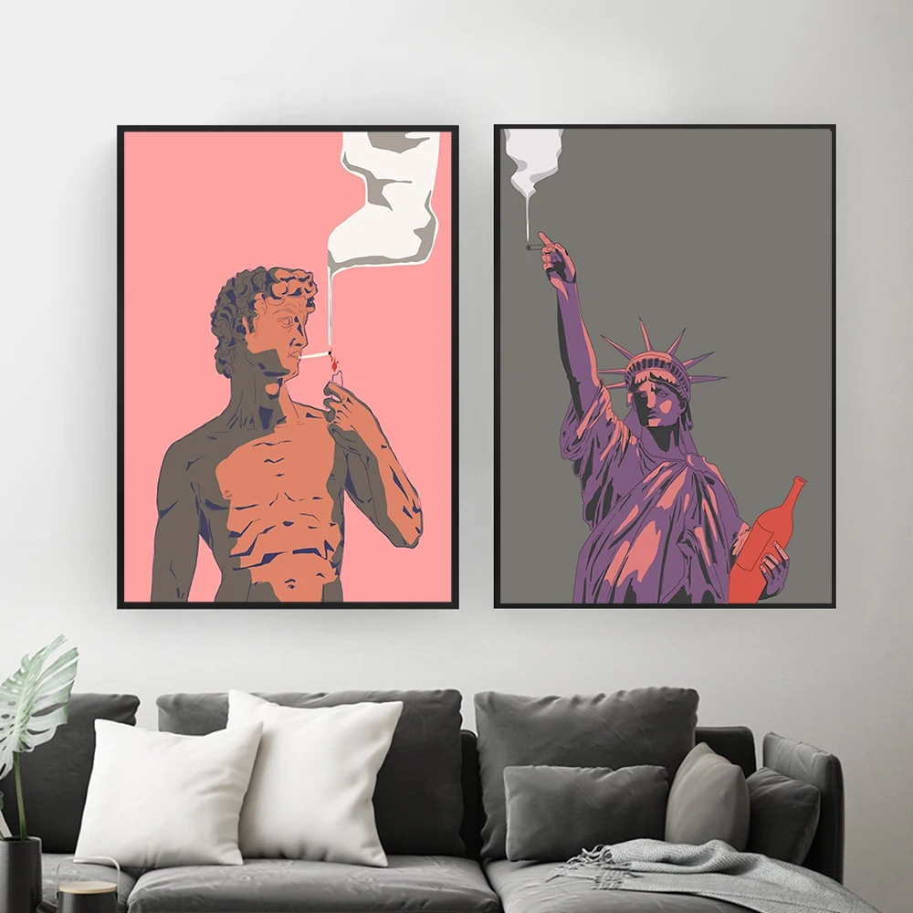 

Smoking Sculpture David Canvas Paintings on the Wall Art Poster And Print Nordic Wall Decorative Canvas Picture For Living Room