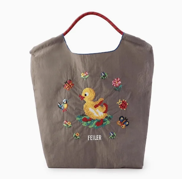 thumbnail image 1 of FEILER - Bolso de mano con cordón de tela Oxford, gran capacidad, portátil, para el hombro, plegable, bordado, de diseñador de lujo, 1 of 5