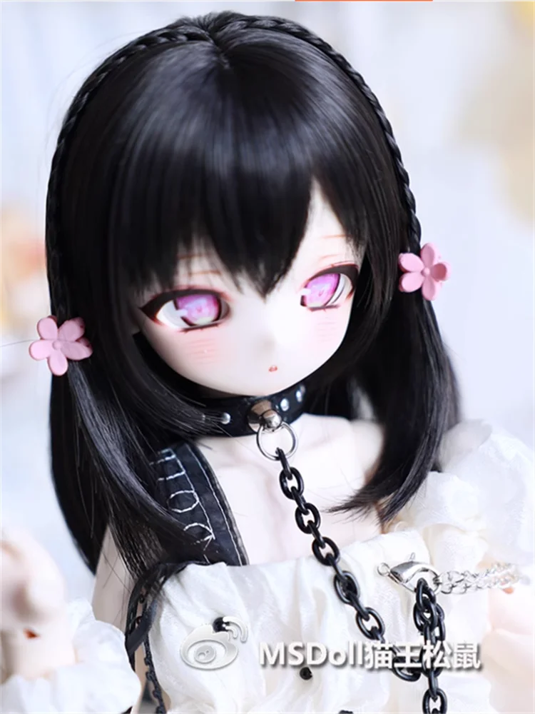 BJD Doll Wigs Long Hair For 1/3 1/4 1/6 MSD MDD YOSD With Bangs Black Brown Pink Hair Accessories