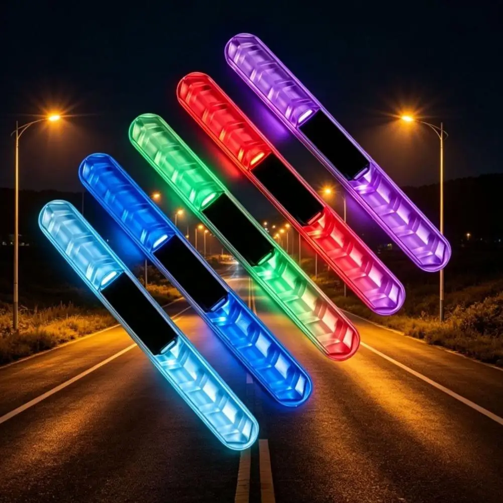 1/2pcs 자동차 도어 충돌 방지 경고등 다채로운 LED 깜박이는 안전 오토바이 장식 조명 스트립 야간 운전 선물