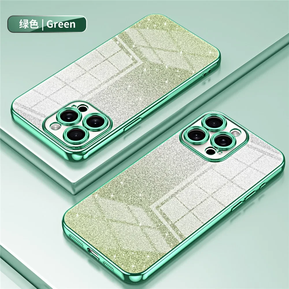 thumbnail image 1 of Funda enchapada de lujo con purpurina para iPhone, 15, 14 Pro Max, 13, 11 Pro Max, 12 Mini, XR, X, XS, 7, 8 Plus, SE, 2020, suave, a prueba de golpes, 1 of 5