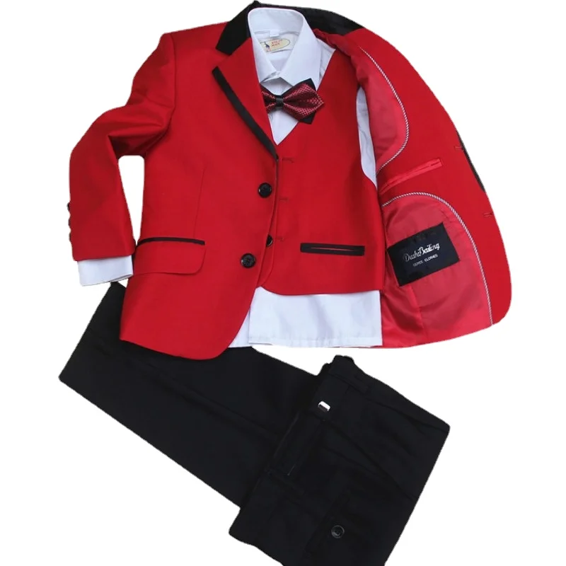 jacket+vest+pants +bow tie Children Formal Suit Jacket Wedding boys Dress Suit 4 Pieces set high quality size 2years -12 years