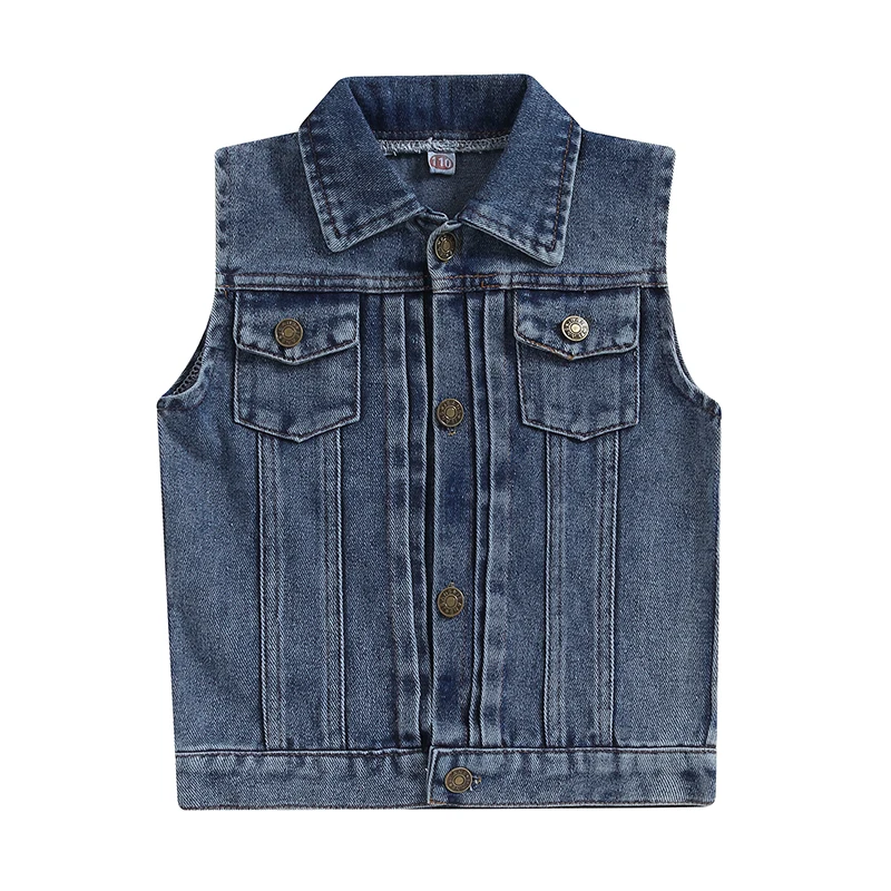 

BeQeuewll Kids Girls Boys Vest Jacket Sleeveless Turn-down Collar Button Closure Denim Vest Casual Jacket for Girls Boys