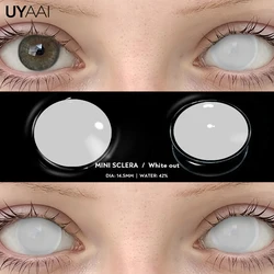 Enhanced Colored Cosplay Contact Lenses for Halloween and Costume Makeup (White out)