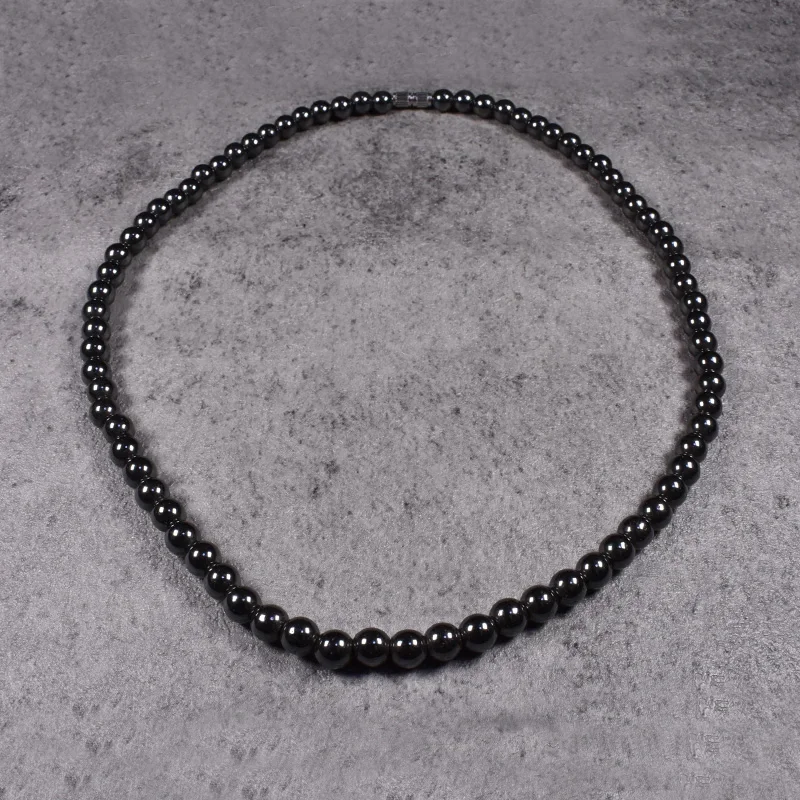 Magnetic Therapy Care Necklaces Black Round Hematite Beads Choker Chain Gifts Men's Necklaces Jewelry men necklace