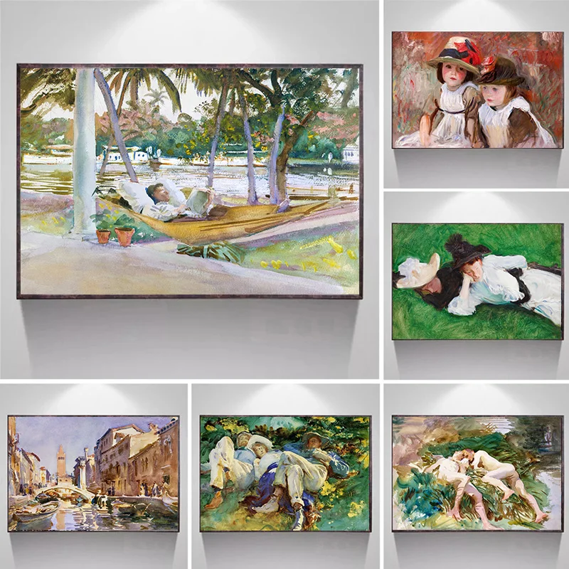 John Singer Sargent Poster Vintage Pittura A Olio Soggiorno Stampa Su Tela Poster Wall Art Decor Paint For Home Room Decoration