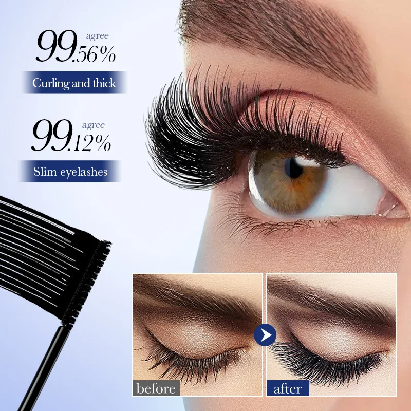5D wasserfeste Mascara für längere Wimpern – Make-up für Damen – Wasserfeste Mascara aus schwarzen Seidenfasern – Koreanische Kosmetik – Neu_voghion.com