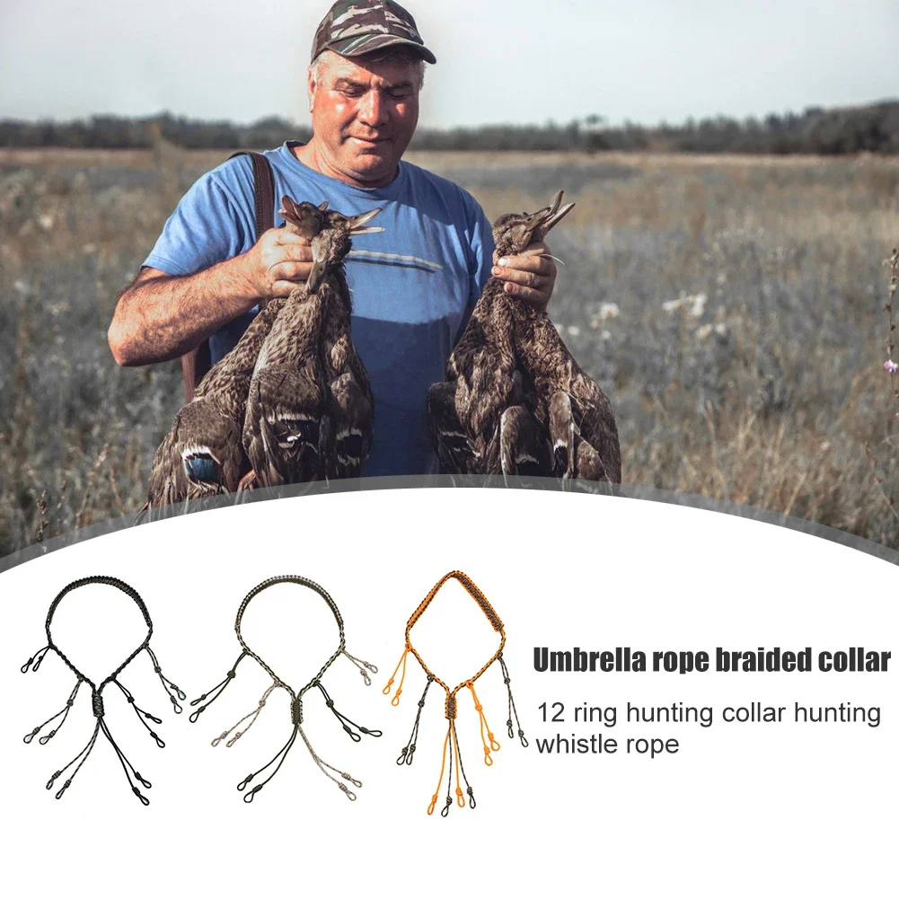 1PCS Hunting bait Rope duck call Rope Rope Hunter game adjustable 12-ring braided whistle bird collar sling hunting supplies