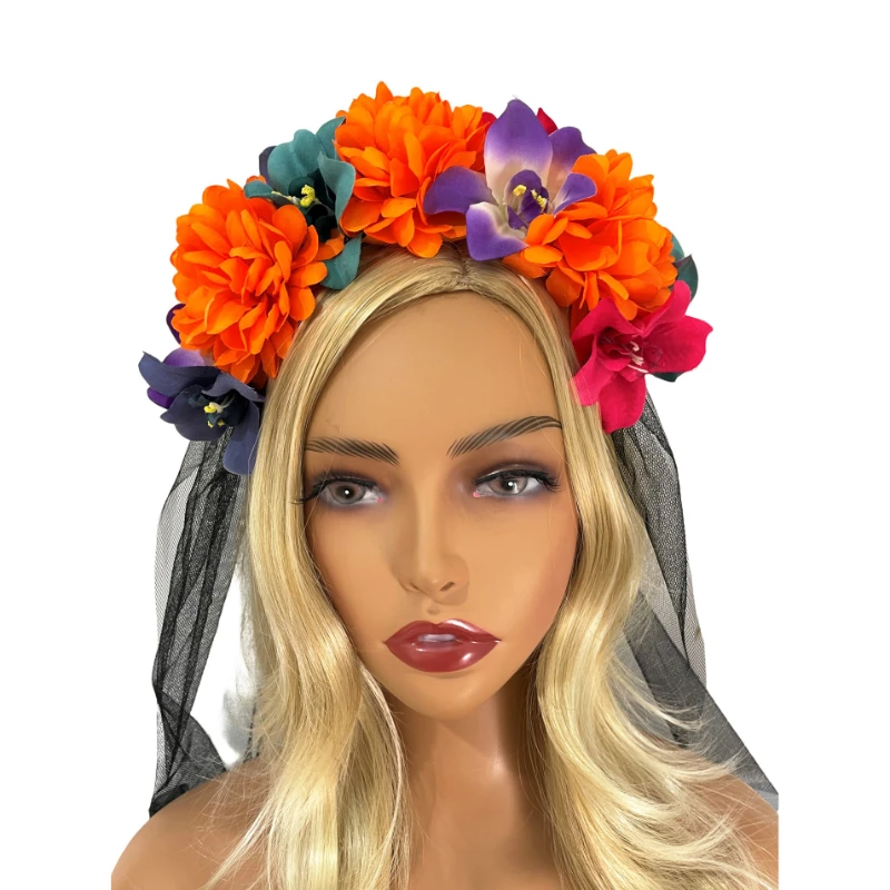 Day of The Dead Headband 6 Styles Halloween Rose Chrysanthemum Headband Black Headbands Party HeadDress Flower Head Wear Fashion i ll wear it until i m dead