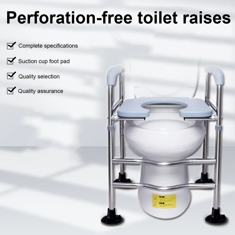 Raised Toilet Seat High Toilet Seat Height Adjustable Elevated Stainless Steel Riser for Pregnant